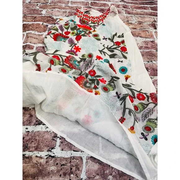Anthropologie Dolma Embroidered Floral Cotton Shift Dress Boho Festival Small - Picture 6 of 15